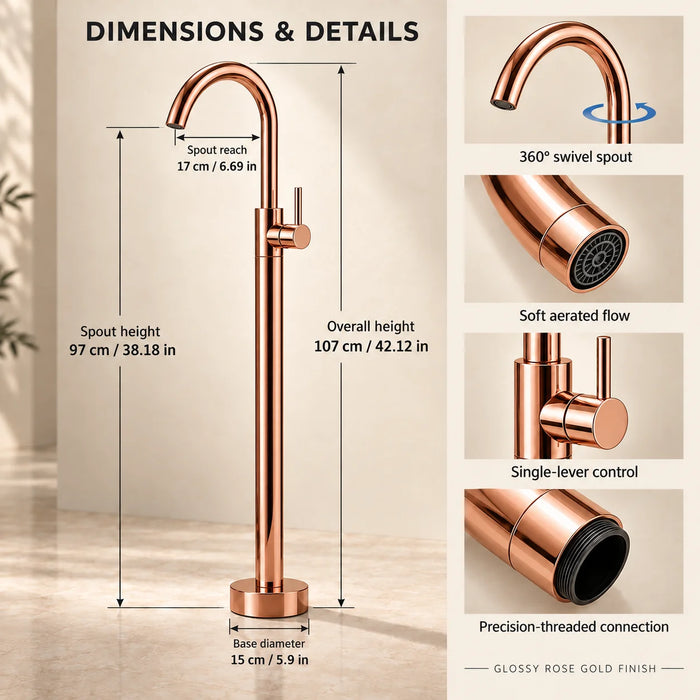 Bassino Free Standing Basin Mixer Tap –  Floor Mounted Faucet for Pedestal Basins