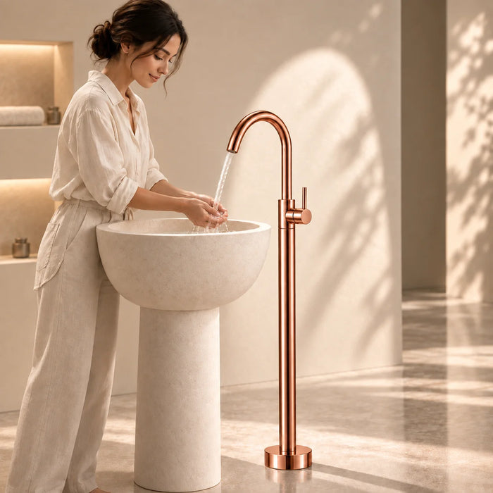 Bassino Free Standing Basin Mixer Tap –  Floor Mounted Faucet for Pedestal Basins