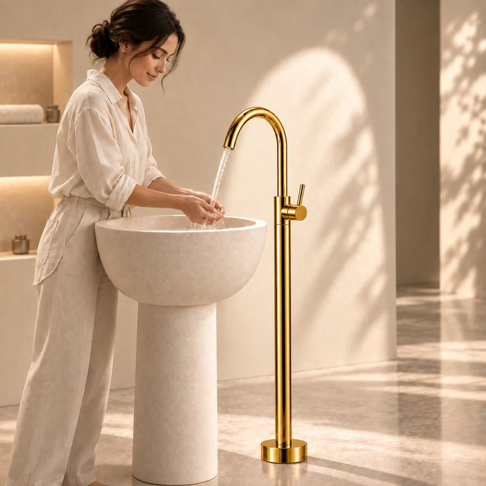 Bassino Free Standing Basin Mixer Tap –  Floor Mounted Faucet for Pedestal Basins