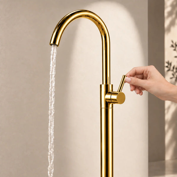 Bassino Free Standing Basin Mixer Tap –  Floor Mounted Faucet for Pedestal Basins