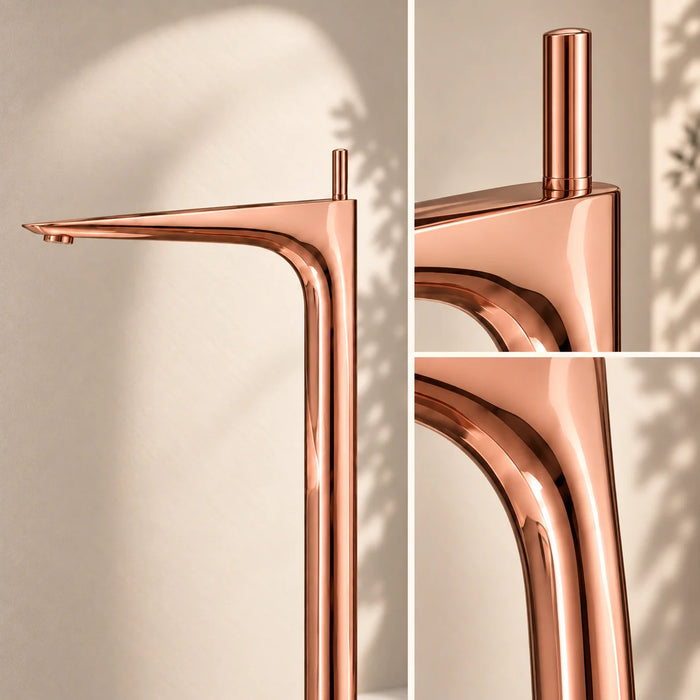 Bassino Luxury Floor-Mounted Bathtub Mixer Tap – Premium Tall Body Freestanding Bath Filler | Elegant Gold Finish | High-Flow Spout | Modern Designer Bathroom Faucet for Bathtubs
