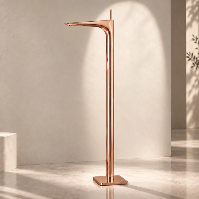 Bassino Luxury Floor-Mounted Bathtub Mixer Tap – Premium Tall Body Freestanding Bath Filler | Elegant Gold Finish | High-Flow Spout | Modern Designer Bathroom Faucet for Bathtubs