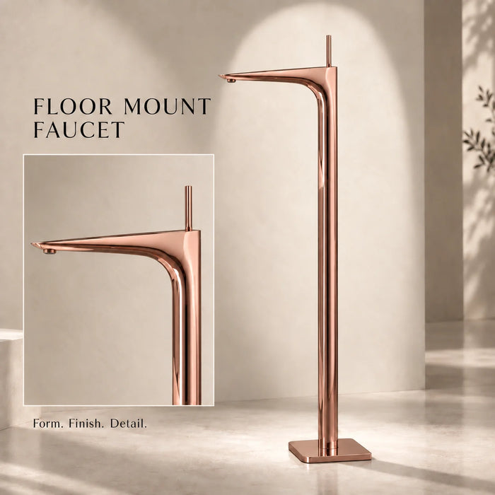 Bassino Luxury Floor-Mounted Bathtub Mixer Tap – Premium Tall Body Freestanding Bath Filler | Elegant Gold Finish | High-Flow Spout | Modern Designer Bathroom Faucet for Bathtubs