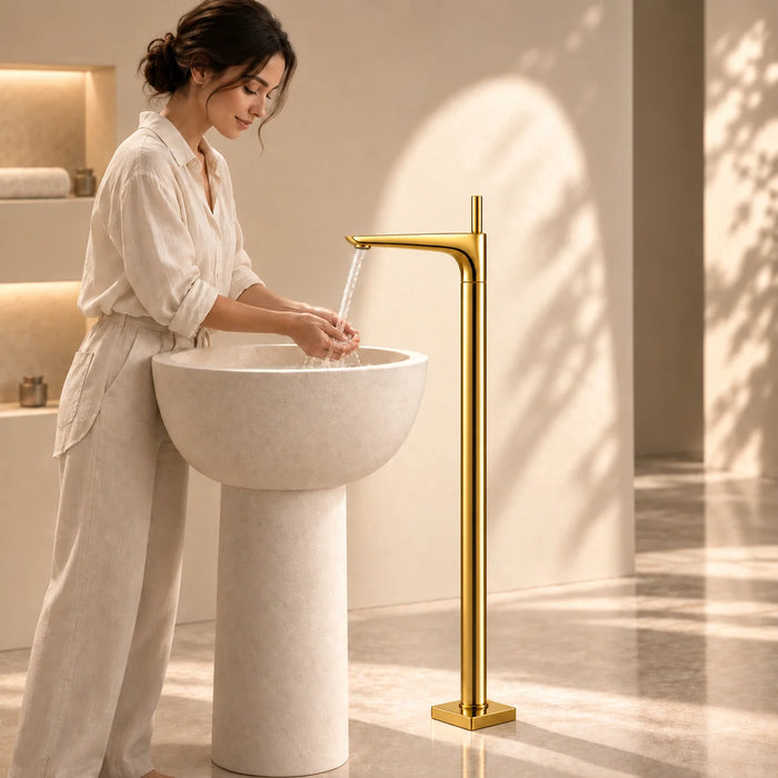 Bassino Antique Finish Floor-Mounted Bathtub Mixer Tap – Freestanding Tall Body Bath Filler