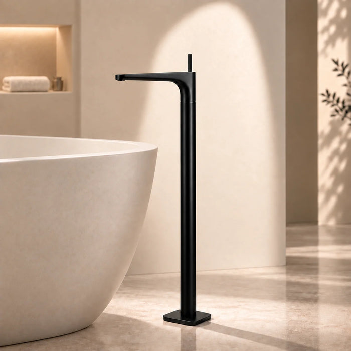 BASSINO Brass Bathroom Sink Wash Basin Mixer Tap Single Handle Hot & Cold Waterfall Lavatory Sink Faucet for Living Room & Bathrooms