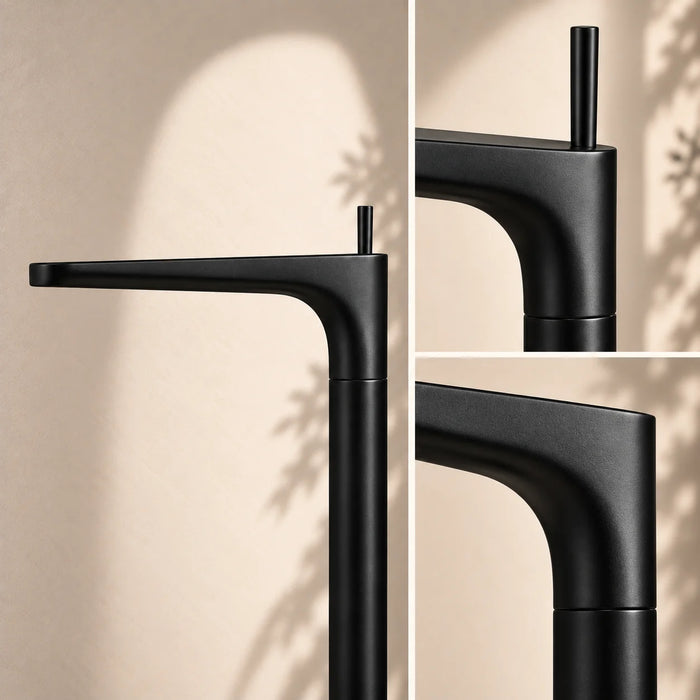 BASSINO Brass Bathroom Sink Wash Basin Mixer Tap Single Handle Hot & Cold Waterfall Lavatory Sink Faucet for Living Room & Bathrooms