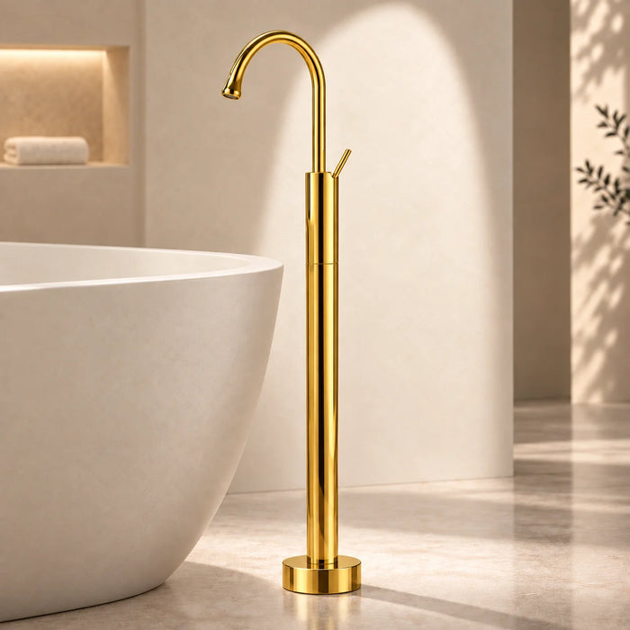 Floor-Mounted Basin Mixer Tap for pedestal Basin & Bath tub Gold