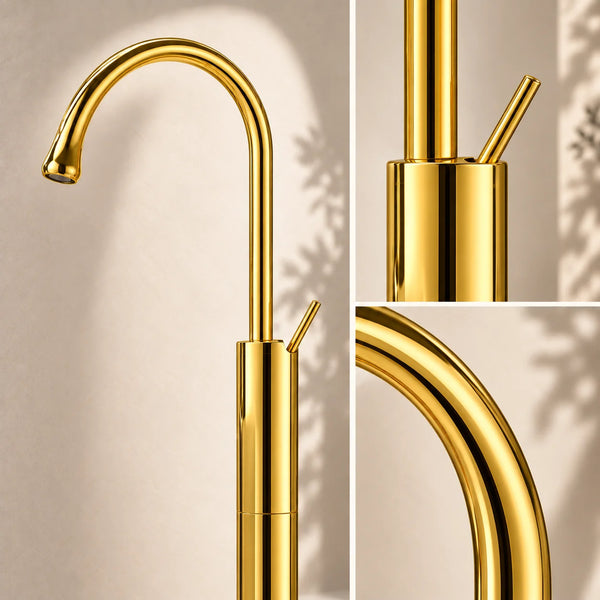 Floor-Mounted Basin Mixer Tap for pedestal Basin & Bath tub Gold