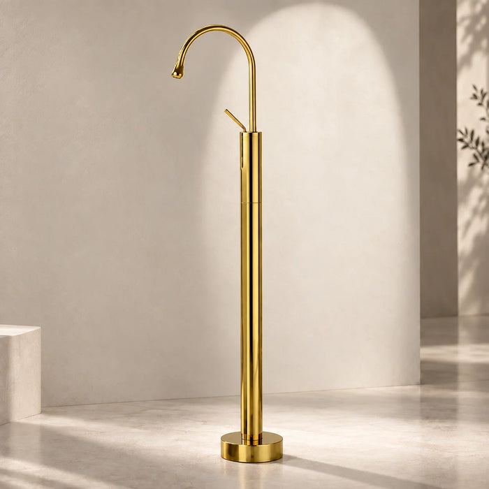 Floor-Mounted Basin Mixer Tap for pedestal Basin & Bath tub Gold