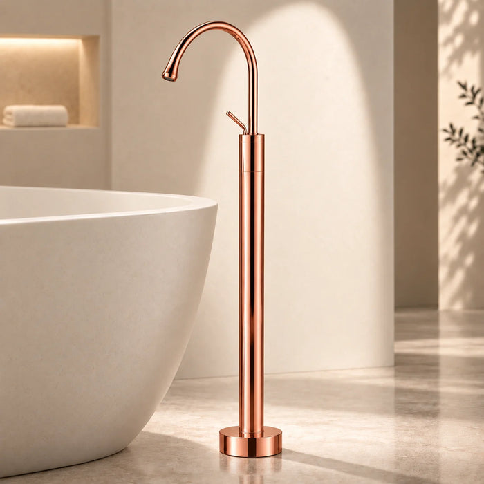 Floor-Mounted Basin Mixer Tap for pedestal Basin & Bath tub Rose gold