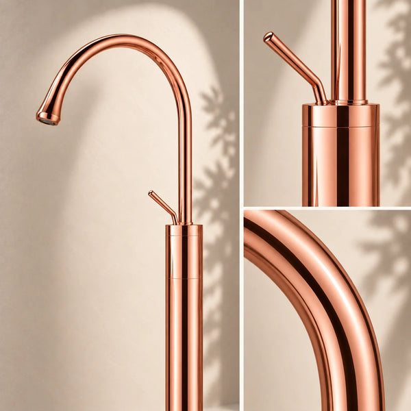 Floor-Mounted Basin Mixer Tap for pedestal Basin & Bath tub Rose gold