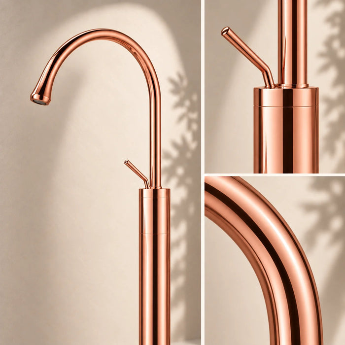 Floor-Mounted Basin Mixer Tap for pedestal Basin & Bath tub Rose gold
