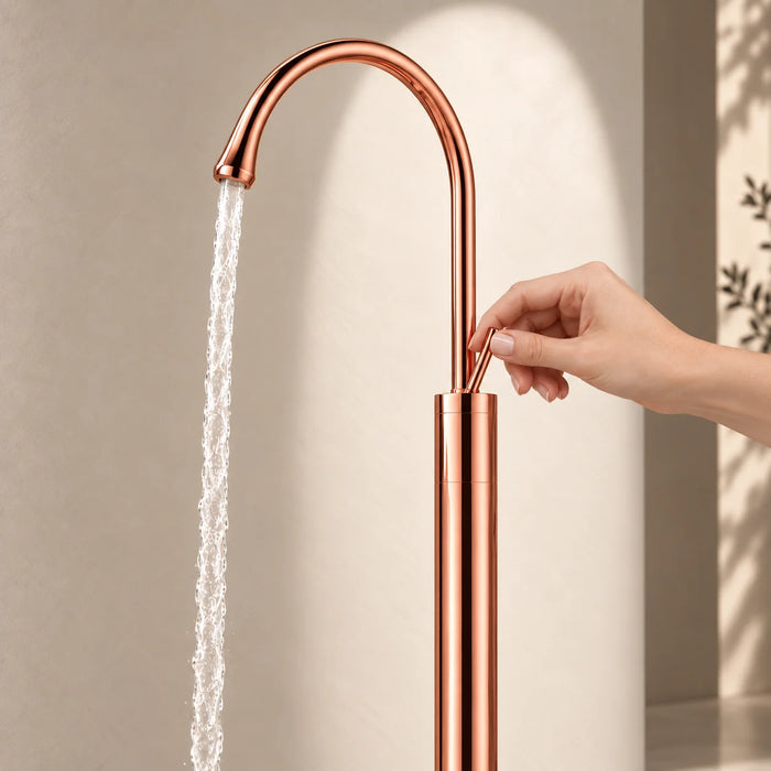 Floor-Mounted Basin Mixer Tap for pedestal Basin & Bath tub Rose gold