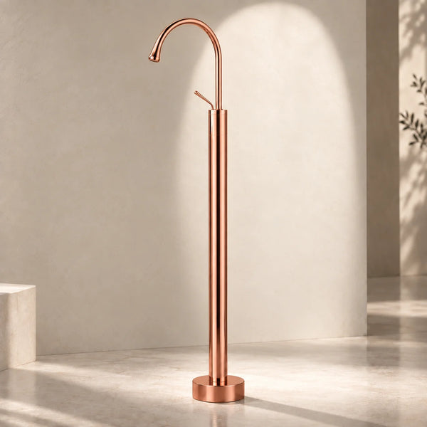 Floor-Mounted Basin Mixer Tap for pedestal Basin & Bath tub Rose gold