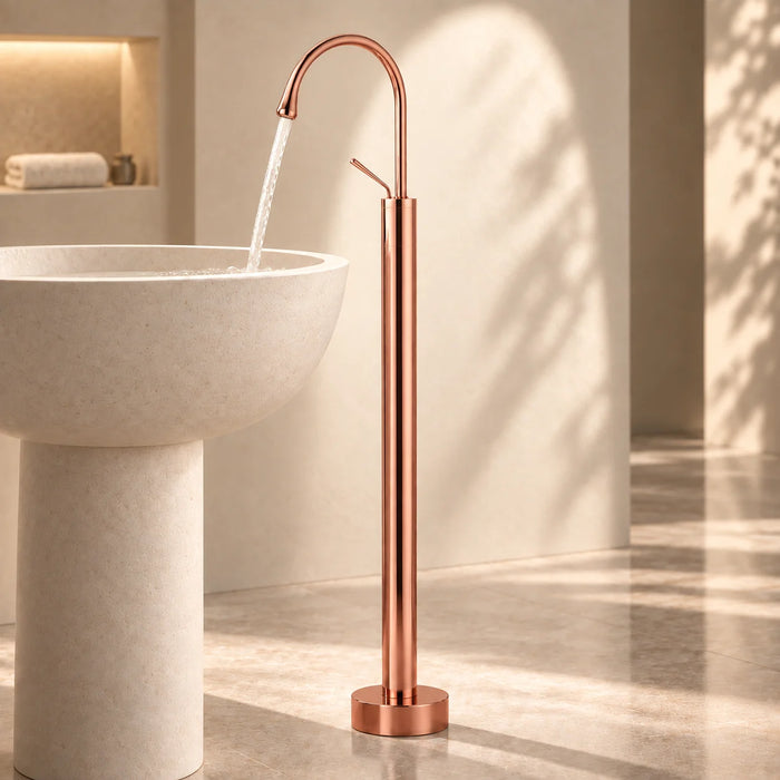 Floor-Mounted Basin Mixer Tap for pedestal Basin & Bath tub Rose gold