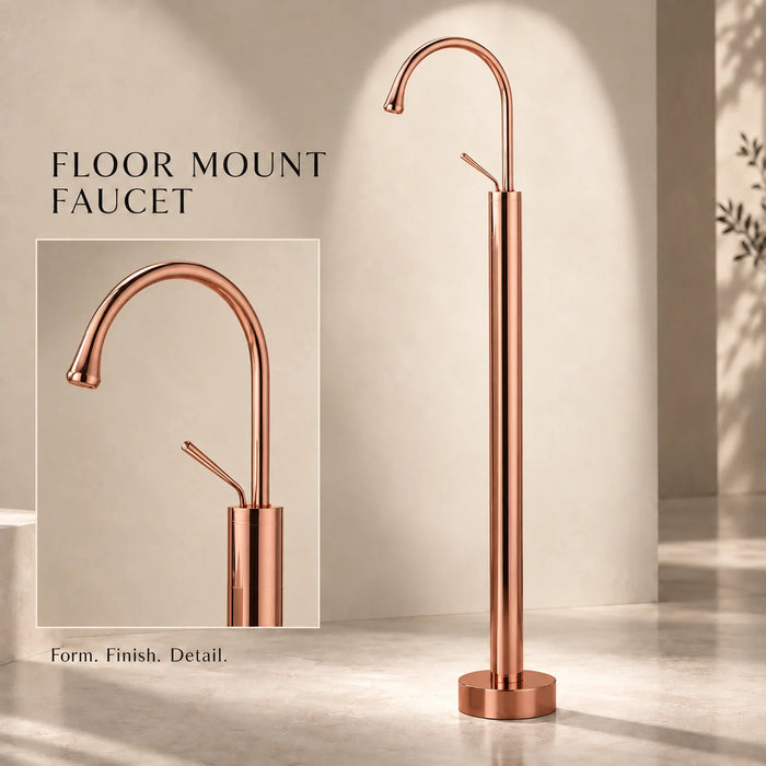 Floor-Mounted Basin Mixer Tap for pedestal Basin & Bath tub Rose gold