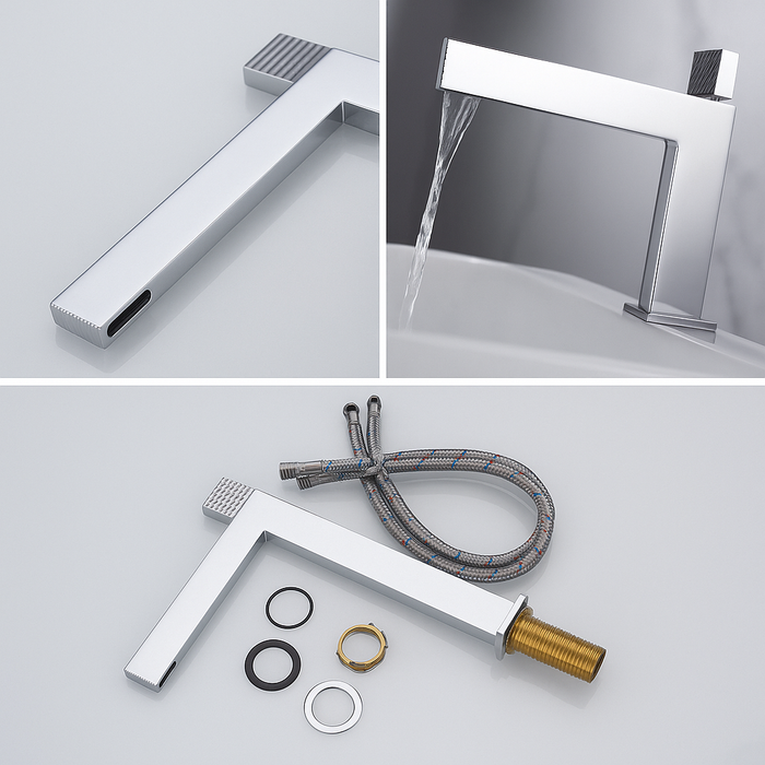BASSINO TEE Long Body Contemporary Style Basin Faucet | 3 Years Warranty Chrome