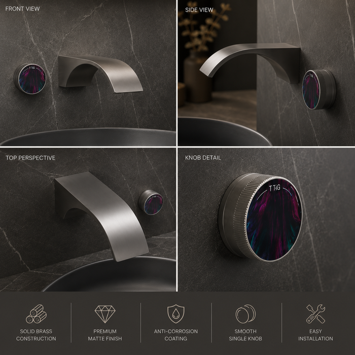 BASSINO Wall Mount Basin Mixer | 59 Brass Concealed Body with ABS Embedded Box | Wanhai Valve | Neoperl Aerator - 5 Years Warranty Gun Grey