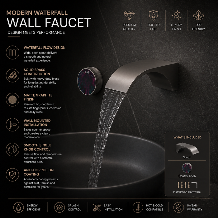 BASSINO Wall Mount Basin Mixer | 59 Brass Concealed Body with ABS Embedded Box | Wanhai Valve | Neoperl Aerator - 5 Years Warranty Gun Grey