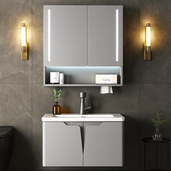 Premium Grey Bathroom Vanity Set with Motion Sensor Mirror Cabinet