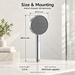 Chrome 4-function ABS hand shower set with 130 mm round shower head, 267.4 mm handheld shower, 1.5 meter flexible hose and matching wall mounted hook for modern luxury bathrooms.