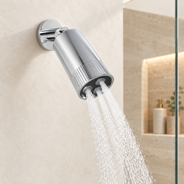 Serveo By Bassino Wall-Mounted Spot Overhead Shower in Chrome – Velvet Flow with 3 Aerators