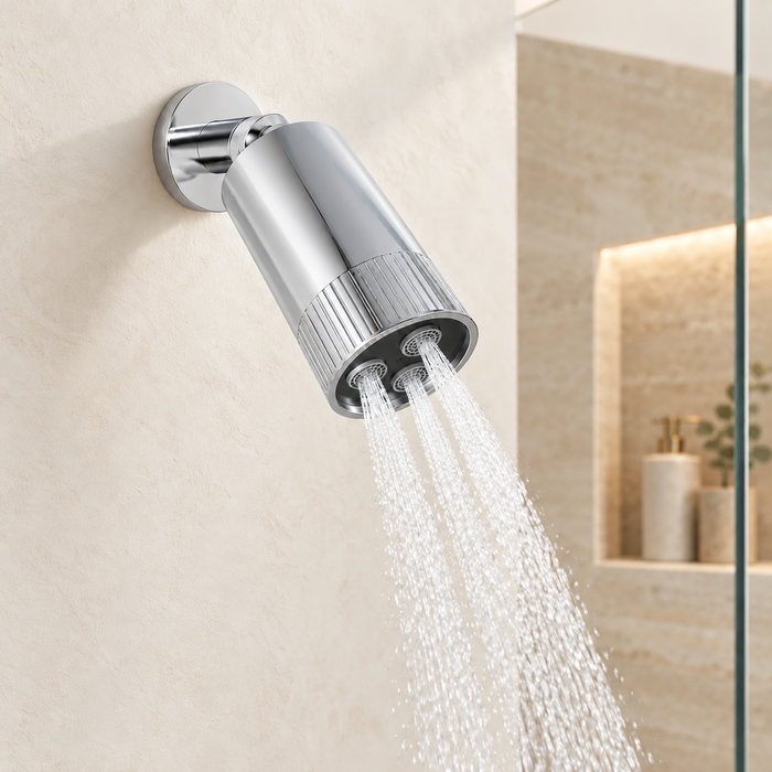 Serveo By Bassino Wall-Mounted Spot Overhead Shower in Chrome – Velvet Flow with 3 Aerators