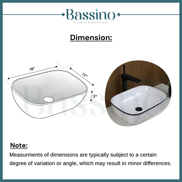 Premium Designer Table top/Counter top Wash Basin (18x13x5.5 In) BTT-857-IN