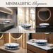 Decorative round table top wash basin 400 × 400 × 125 mm with glossy white finish, intricate blue and gold pattern, designed for luxury modern bathrooms.