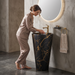 Ceramic Pedestal Wash Basin With Tap-Hole | Black-Gold