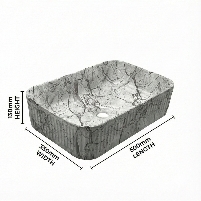 Glossy Marble Rectangular Countertop Wash Basin – (20" × 13" × 5.5" IN)