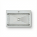Rectangular metal sink with diamond-shaped center on a white background