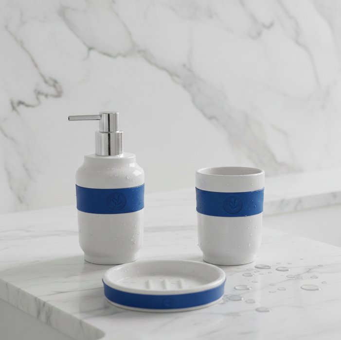 Ceramic Bathroom Set – 3-Piece Premium Bath Accessory Set White