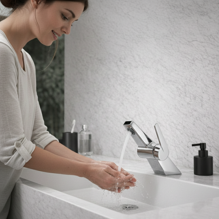 BASSINO CROZ Short Body Basin Modern Faucet Mixer | 3 Years Warranty Chrome