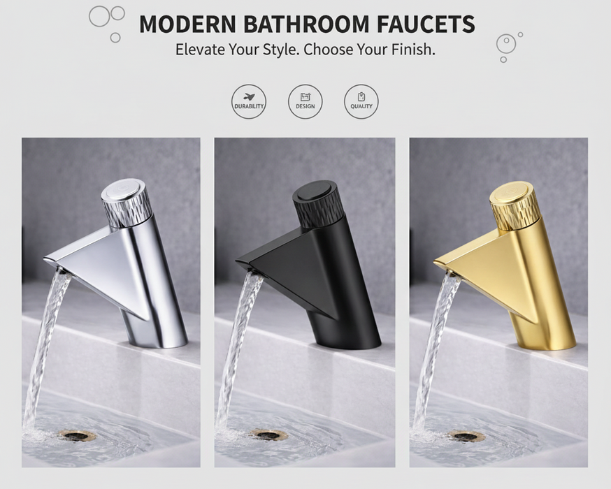 BASSINO FEMA Short Body Artistic Triangle Design Basin Faucet | 3 Years Warranty Chrome