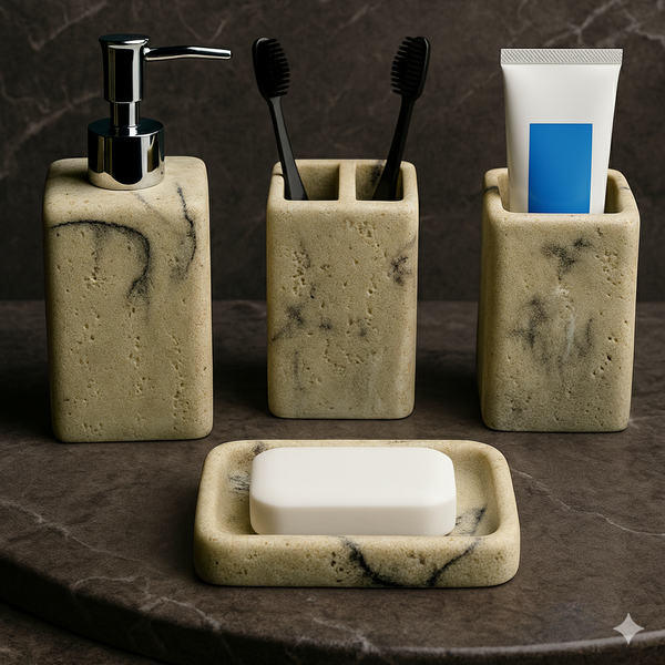 Coffee Line detailing Bathroom Accessory - 4 Pieces