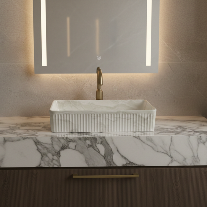 Glossy Marble Rectangular Countertop Wash Basin – (20" × 13" × 5.5 IN)