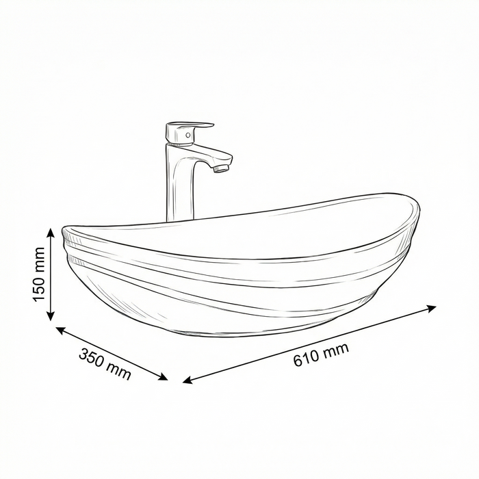 Luxury Gold Detailing Countertop Wash Basin | Designer Table Top Bathroom Basin (24" × 14" × 6" IN) Black Gold stripes