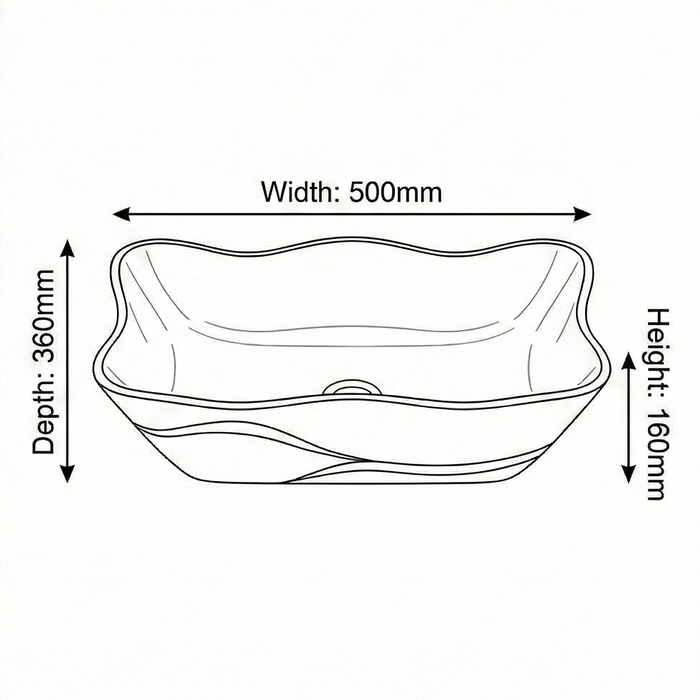 Premium Designer Ceramic Table Top Wash Basin, White & Black with Gold Glossy (20 x 15 x 6 In) Black