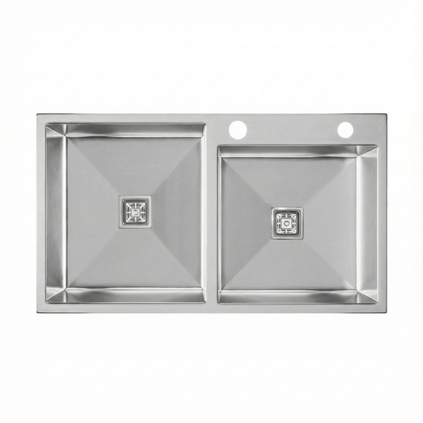 Premium SS 304 Grade Double Different Bowl Kitchen Sink, Matte, 32x18x9 In, 25 Years Warranty