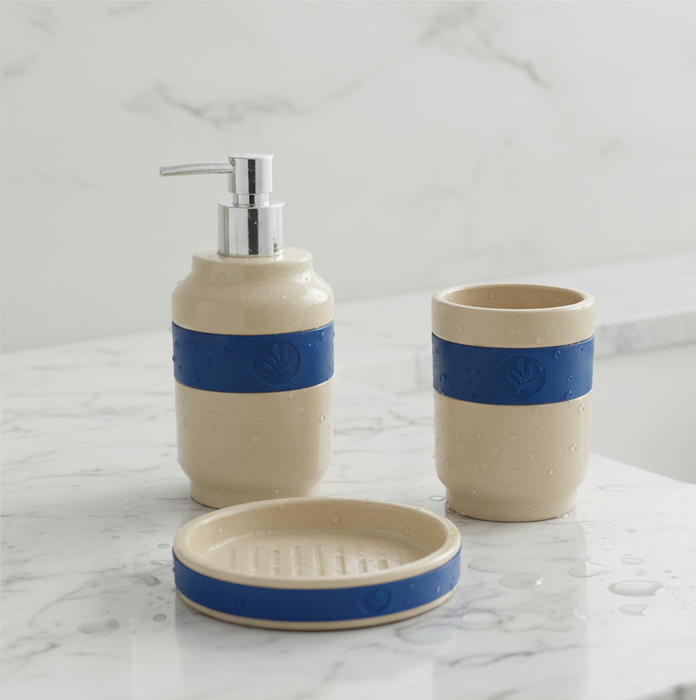 Ceramic Bathroom Set – 3-Piece Premium Bath Accessory Set Beige