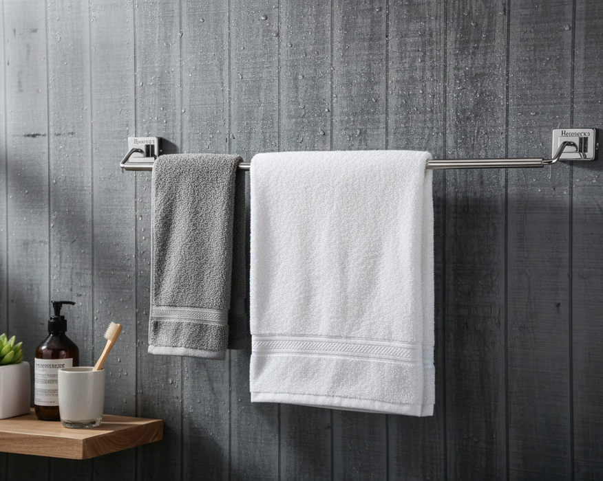 Bassino Stainless Steel Bathroom Towel Rod/Soap Stand/Soap Dish for Batroom/Bathroom Accessories (Chrome Finish) (Towel Rod) – Made in India