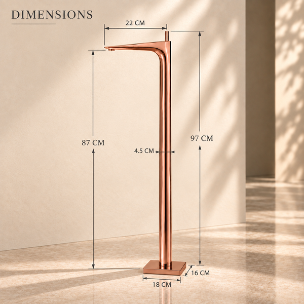 Bassino Luxury Floor-Mounted Bathtub Mixer Tap – Premium Tall Body Freestanding Bath Filler | Elegant Gold Finish | High-Flow Spout | Modern Designer Bathroom Faucet for Bathtubs