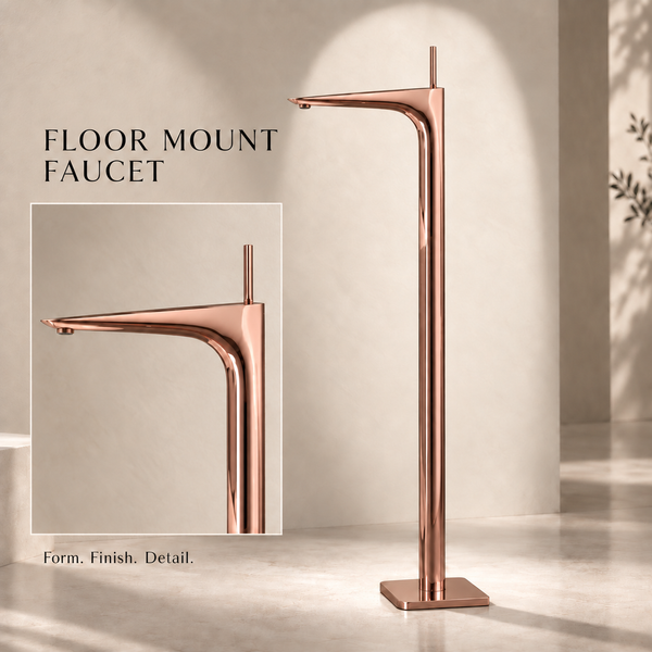 Bassino Luxury Floor-Mounted Bathtub Mixer Tap – Premium Tall Body Freestanding Bath Filler | Elegant Gold Finish | High-Flow Spout | Modern Designer Bathroom Faucet for Bathtubs