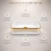 Glossy White Rectangular Countertop Wash Basin with Gold Pattern 