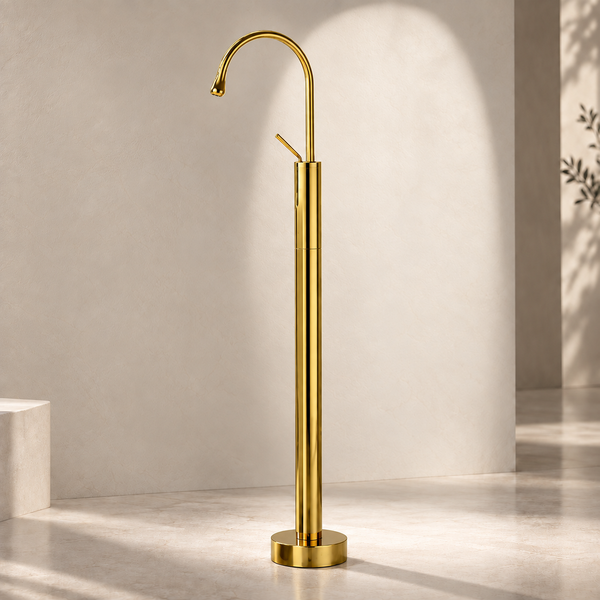 Floor-Mounted Basin Mixer Tap for pedestal Basin & Bath tub Gold