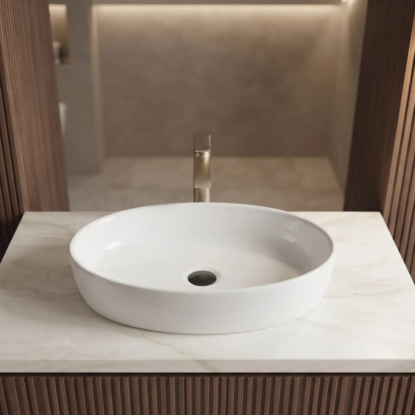 Glossy White Oval Table Top Wash Basin – 22 × 16 × 5.5 Inches