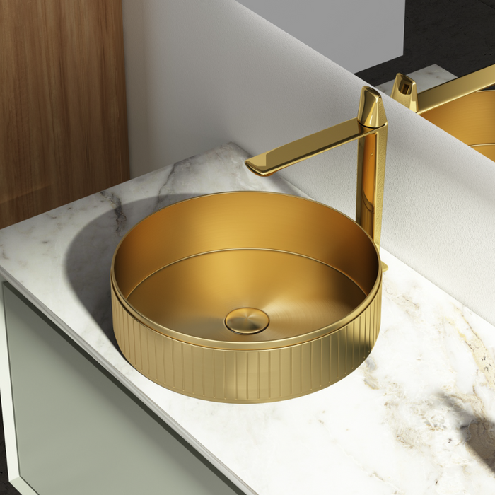 Gold Round Stainless Steel Wash Basin