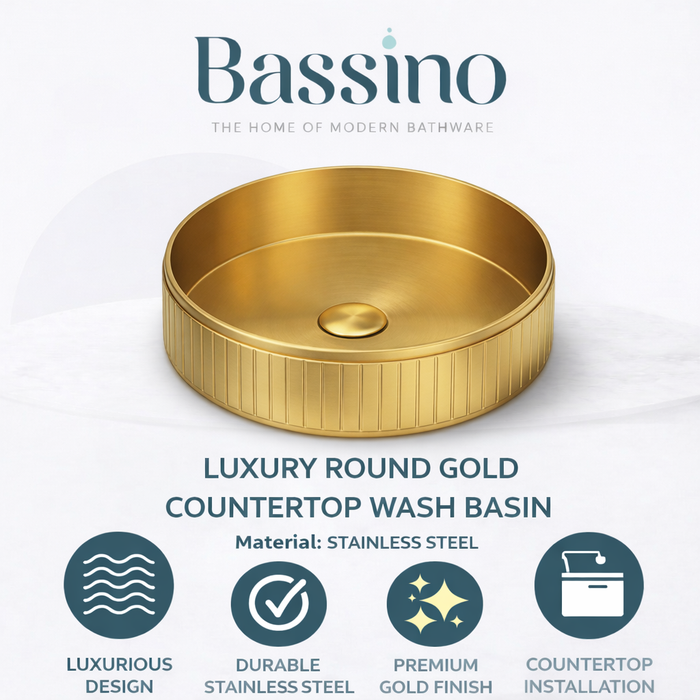 Gold Round Stainless Steel Wash Basin 4