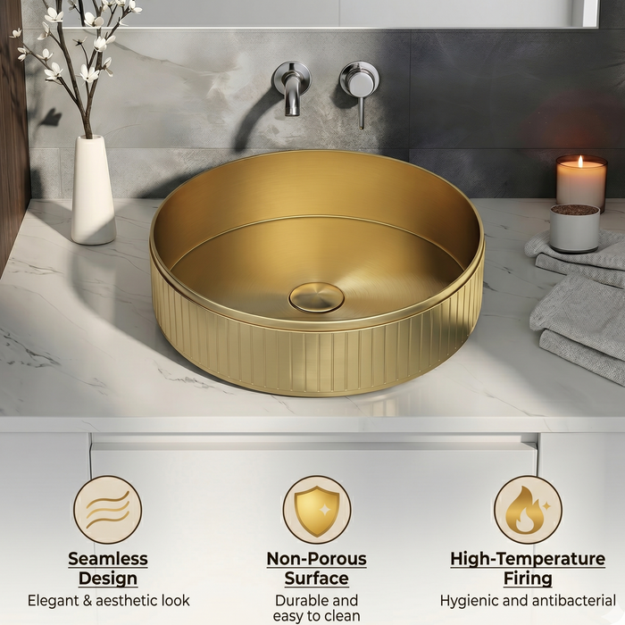 Gold Round Stainless Steel Wash Basin